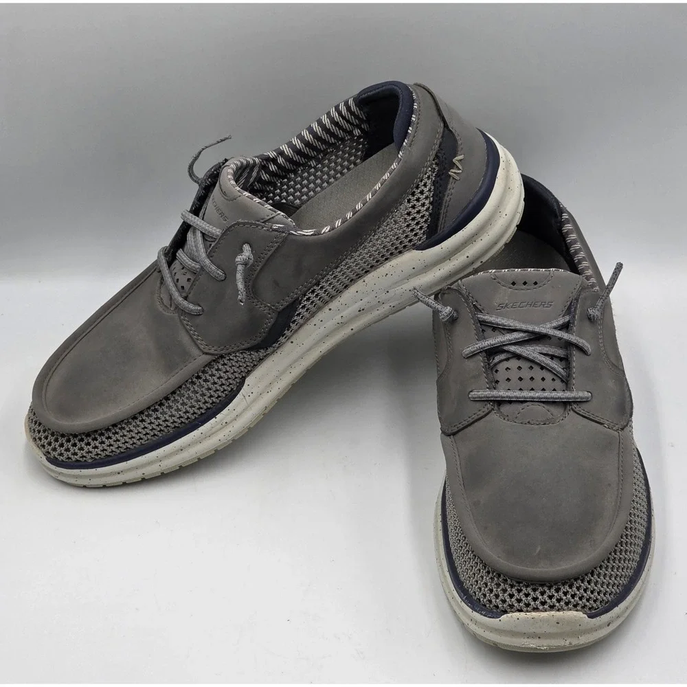 Skechers Arch Fit Melo Waymer Mens 9 Charcoal Slip On Walking Shoes Gray